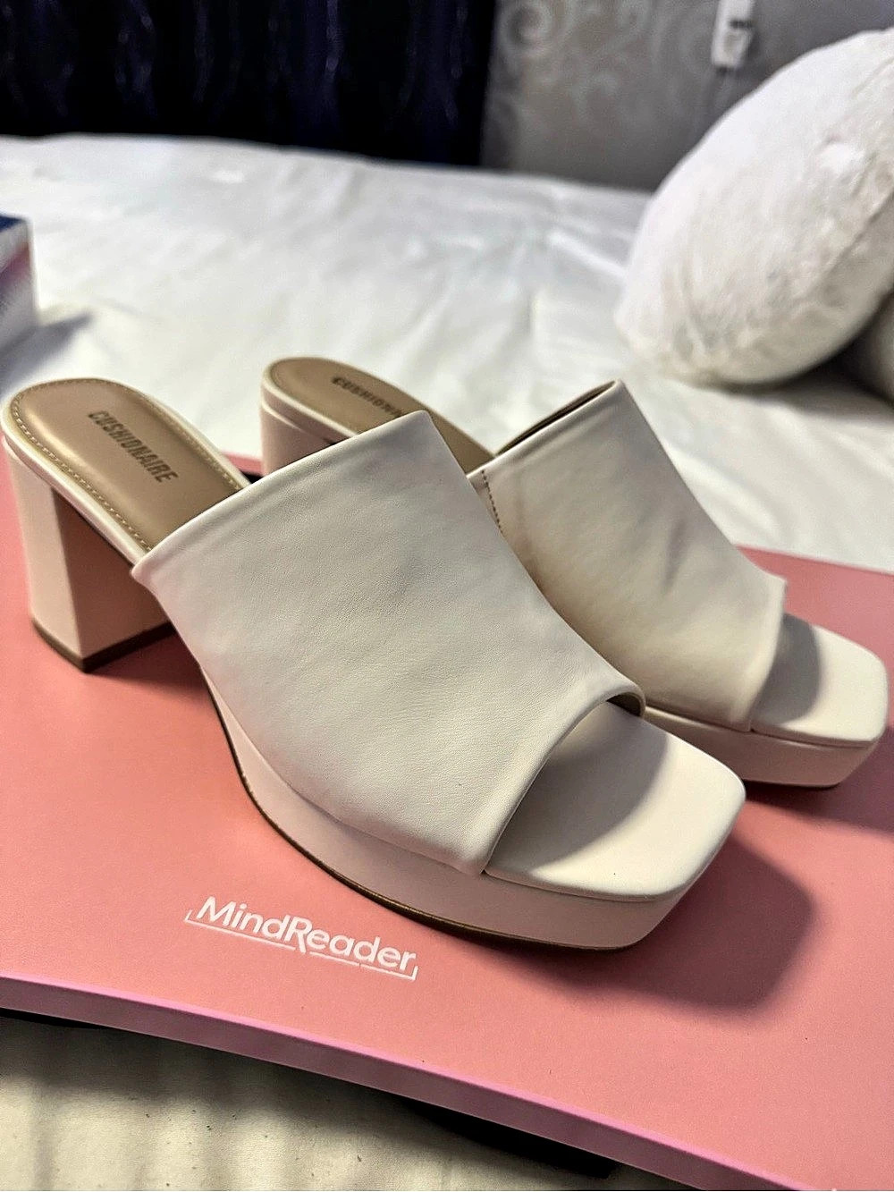 Cushionaire Cupid Platform Sandals White Mules